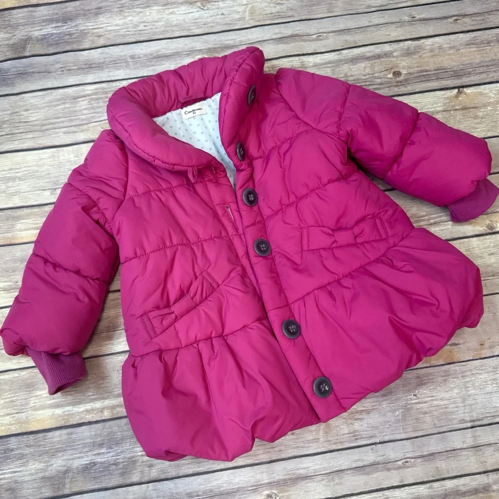 Conbimini Girls Puffs Balloon Coat Fuchsia 12-18m